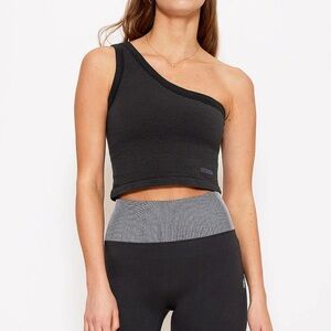 Cream Yoga Joy One-Shoulder Tank Bra